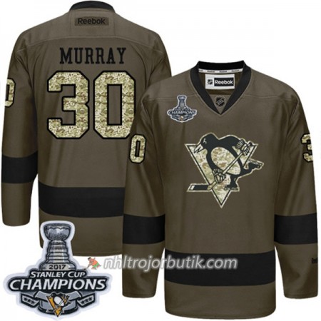 Män Ishockey Pittsburgh Penguins Tröja Matt Murray 30 Adidas 2017-2018 Camo Grön 2017 Stanley Cup Champions Authentic